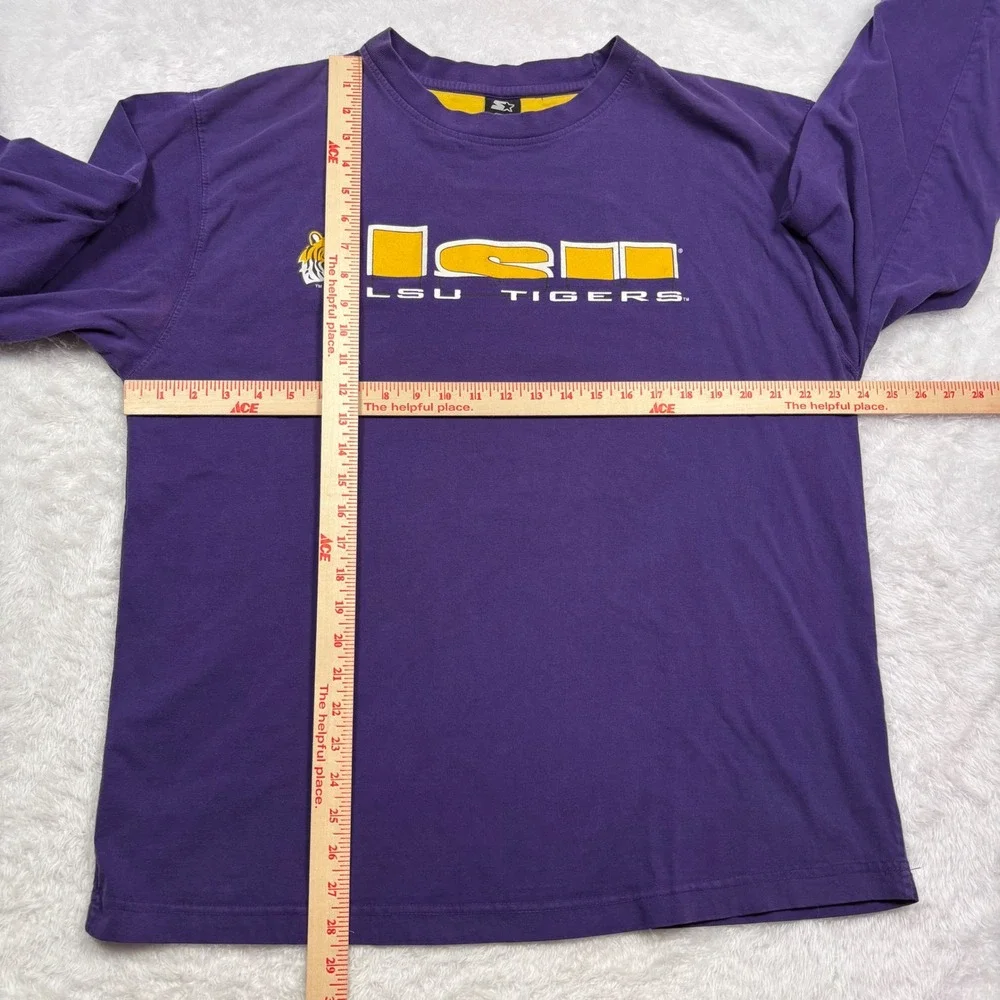 VTG 90s Starter LSU Tigers Long Sleeve T-Shirt Men XL Purple Spellout Fan Alumni